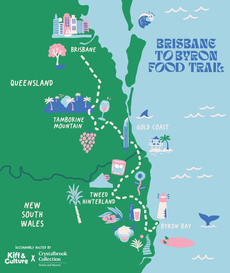 Brisbane to Byron Food Tour Map