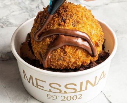  ice cream with chocolate sauce at Gelato Messina